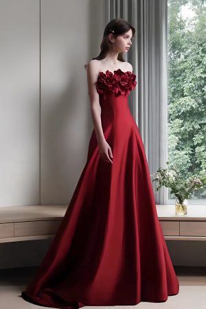 Red Toast Dress Bridal Tube Top High-Grade French Engagement Evening Dress Small Trailing