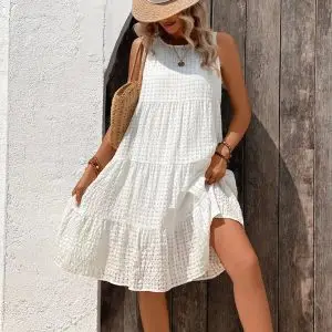 Cross-Border European and American Women's Clothing Graceful and Fashionable Short Slim White Dress